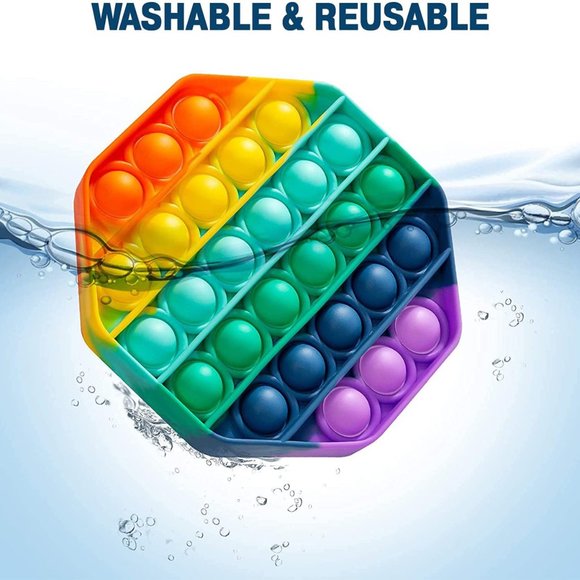 Push Pop Bubble Rainbow Octagon Fidget Toy - Picture 3 of 7